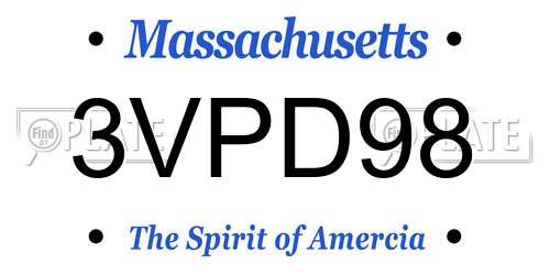 3VPD98 Massachusetts License Plate