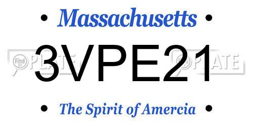 3VPE21 Massachusetts License Plate