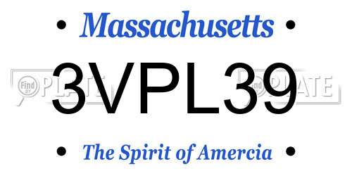 3VPL39 Massachusetts License Plate