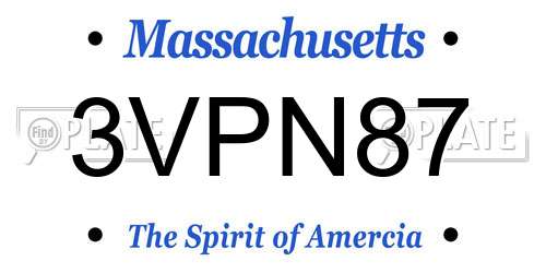 3VPN87 Massachusetts License Plate