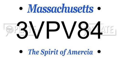 3VPV84 Massachusetts License Plate
