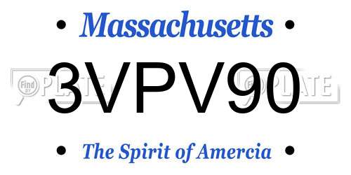 3VPV90 Massachusetts License Plate