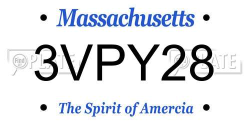 3VPY28 Massachusetts License Plate