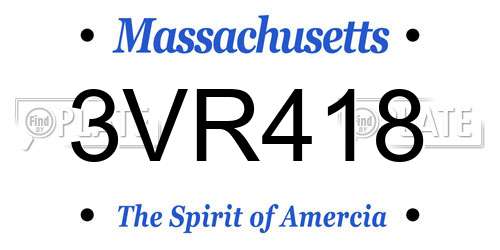 3VR418 Massachusetts License Plate