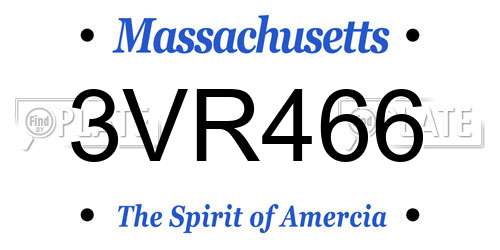 3VR466 Massachusetts License Plate
