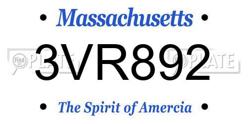 3VR892 Massachusetts License Plate