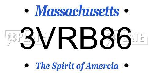 3VRB86 Massachusetts License Plate