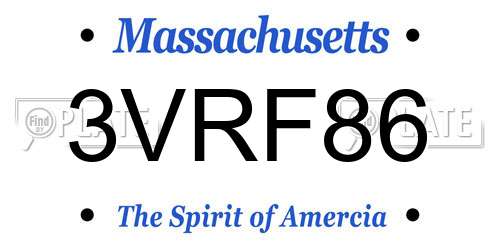 3VRF86 Massachusetts License Plate