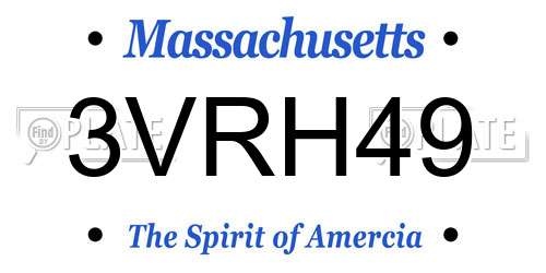 3VRH49 Massachusetts License Plate