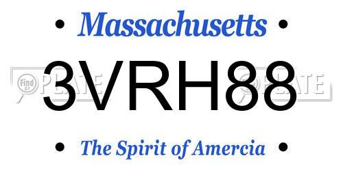 3VRH88 Massachusetts License Plate