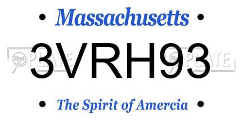 3VRH93 Massachusetts License Plate