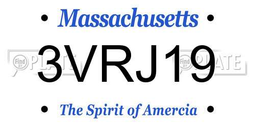 3VRJ19 Massachusetts License Plate