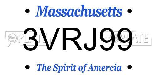 3VRJ99 Massachusetts License Plate