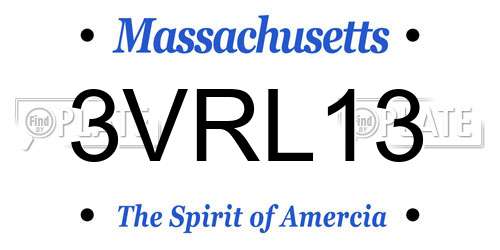 3VRL13 Massachusetts License Plate