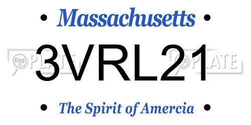 3VRL21 Massachusetts License Plate