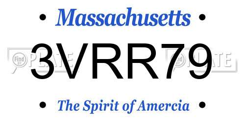 3VRR79 Massachusetts License Plate