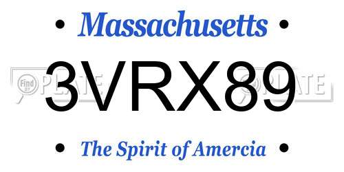 3VRX89 Massachusetts License Plate