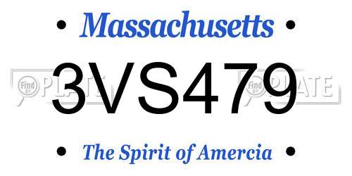 3VS479 Massachusetts License Plate