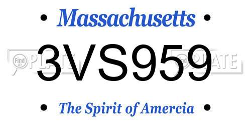 3VS959 Massachusetts License Plate