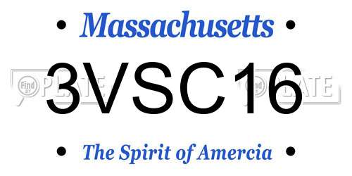 3VSC16 Massachusetts License Plate