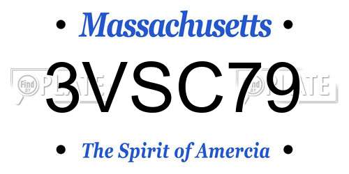 3VSC79 Massachusetts License Plate