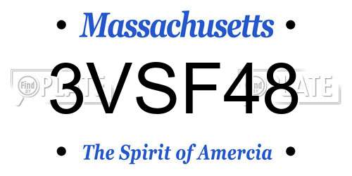 3VSF48 Massachusetts License Plate