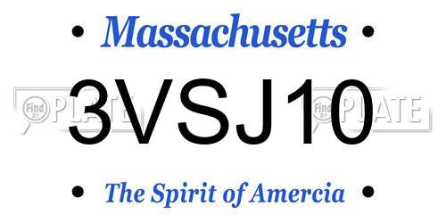 3VSJ10 Massachusetts License Plate