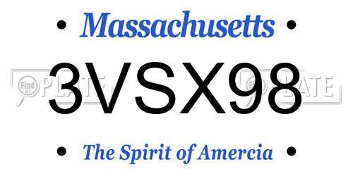 3VSX98 Massachusetts License Plate