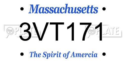 3VT171 Massachusetts License Plate
