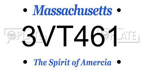 3VT461 Massachusetts License Plate