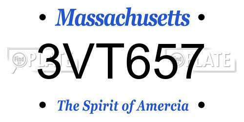 3VT657 Massachusetts License Plate