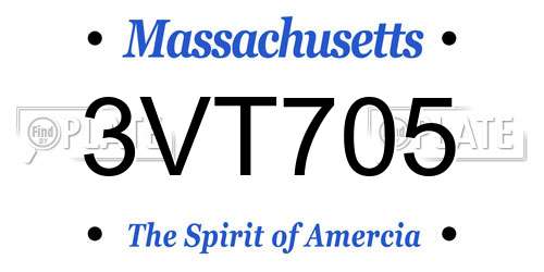 3VT705 Massachusetts License Plate