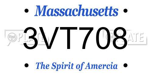 3VT708 Massachusetts License Plate