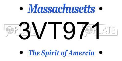 3VT971 Massachusetts License Plate