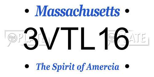 3VTL16 Massachusetts License Plate