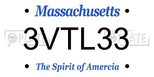 3VTL33 Massachusetts License Plate