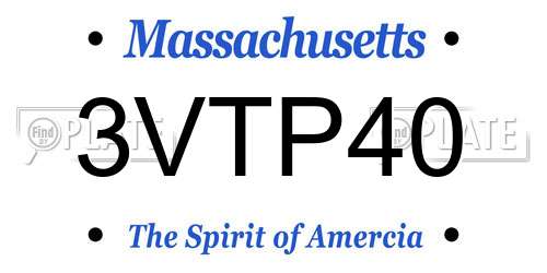 3VTP40 Massachusetts License Plate