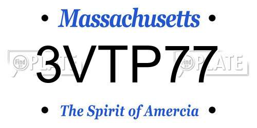 3VTP77 Massachusetts License Plate