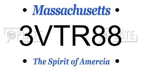 3VTR88 Massachusetts License Plate