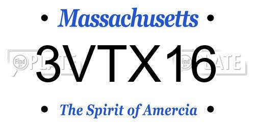 3VTX16 Massachusetts License Plate