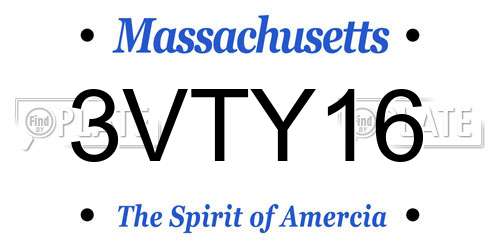 3VTY16 Massachusetts License Plate