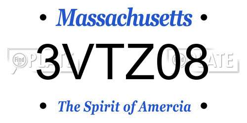 3VTZ08 Massachusetts License Plate