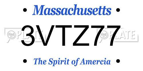 3VTZ77 Massachusetts License Plate