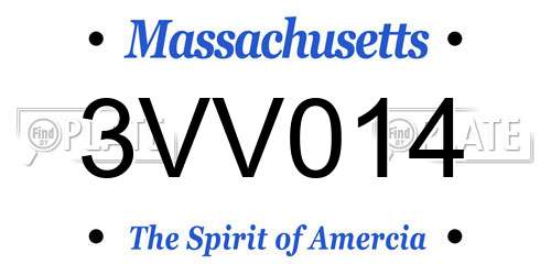 3VV014 Massachusetts License Plate