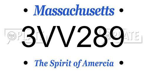 3VV289 Massachusetts License Plate