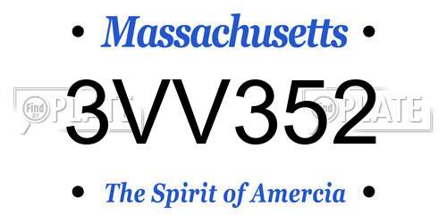 3VV352 Massachusetts License Plate