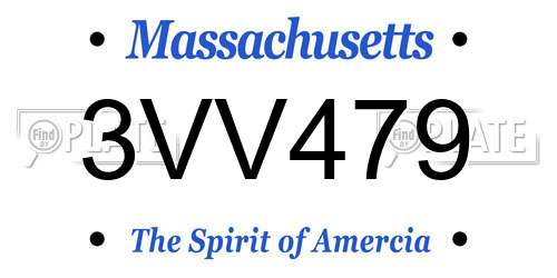 3VV479 Massachusetts License Plate