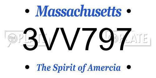 3VV797 Massachusetts License Plate
