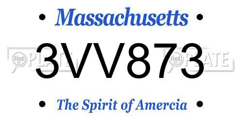 3VV873 Massachusetts License Plate