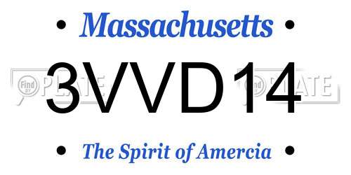 3VVD14 Massachusetts License Plate